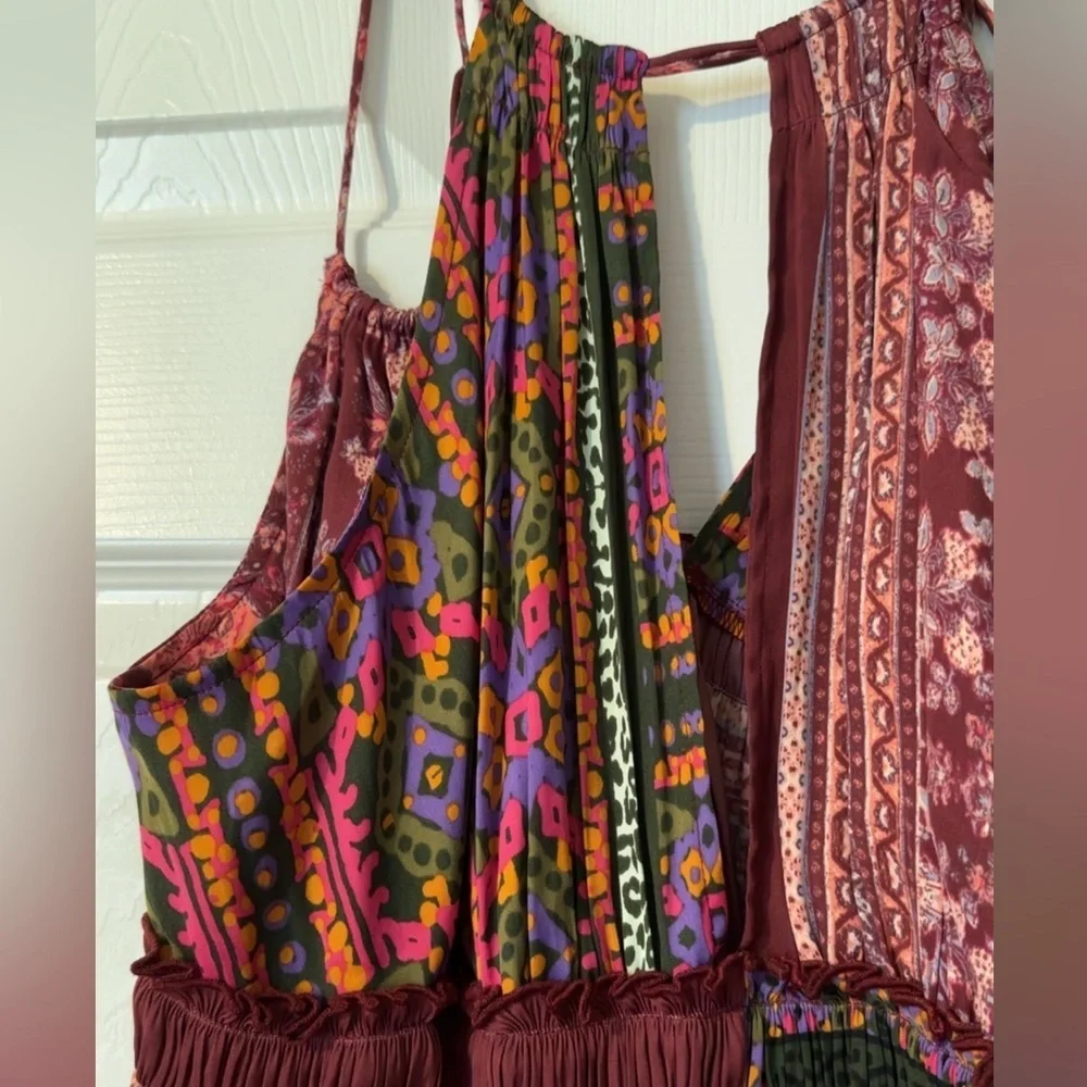 Free People Billini Patchwork Halter Top - Pink and Purple